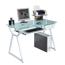Office Furniture Glass Computer Desk Table With Shelf